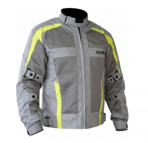 Chaqueta (motocicleta) para hombres Touring Unik Racing modelo VZ-08 color: gris/verde fluorescente - Gris/verde fluorescente, L