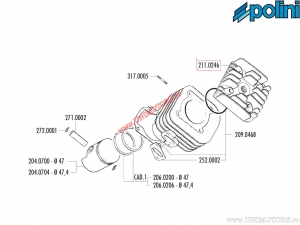 Chiulasa (diâmetro 47mm) - 211.0246 - Adly ATV 50 / Keeway F ACT 50 / Malaguti Centro 50 SL / Yamaha Axis 50 - Polini