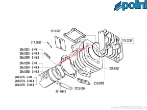 Chiulasa (diametru 40mm) - 211.0255 - Aprilia Amico 50 / MBK Booster 50 / Yamaha BW'S 50 ('04->) - Polini