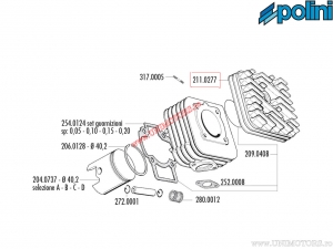 Chiulasa Evolution (diametru 40,2mm) - 211.0277 - Aprilia Mojito 50 2T (Piaggio) / Vespa ET2 / LX 50 2T - Polini