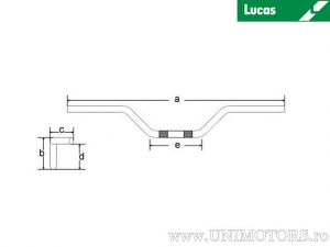 Chromed steel handlebar for Speedfighter with a diameter of 25.4mm and a length of 860mm, with cable passage housing - Lucas TRW