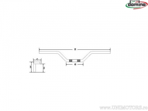 Chroomstalen Touring stuur met een diameter van 22mm en een lengte van 675mm - Domino