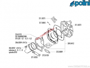 Cilinder afdichtingsset (diameter 47,6 mm) - 209.0412 - Aprilia Area 51 / Italjet Dragster 50 LC / Yamaha Aerox 50 2T H2O - Poli