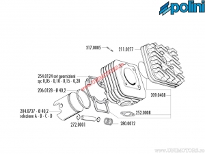 Cilinder pakking set (diameter 40,2 mm) - 209.0408 - Aprilia Mojito 50 2T (Piaggio) / Piaggio Diesis / Vespa LX 50 2T - Polini