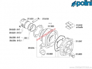 Cilinder pakkingset (2090226) - Aprilia Area 51 / Malaguti F 12 50 Digit Kat E2 (fase 1) / Yamaha Aerox 50 2T H2O - Polini