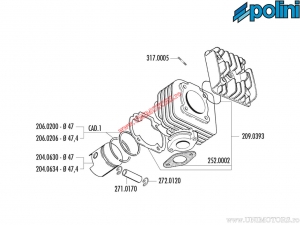 Cilinder pakkingset (2090393) - Aprilia Habana 50 / Italjet Formula 50 / Siam Scross / Suzuki Address 50 - Polini