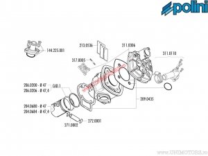 Cilinder pakkingset (diameter 47mm) - 209.0435 - Aprilia SR 50 2T R, Factory (Piaggio) LC / Piaggio NRG Power DD - Polini