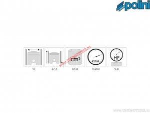 Cilinder set (diameter 47mm / 64,8cc) - 150.0603/R - Atala Byte / Italjet Formula / Velocifero / Rieju Crosser 50 2T - Polini