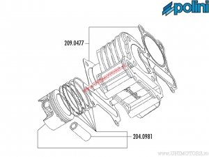 Cilinder set (diameter 59mm / 158cc) - 166.0114 - MBK Flame X 125 / Yamaha Cygnus X 125 / Vino 125 AC 4T ('04-'06) - Polini