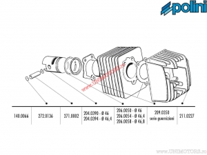 Cilinderset (diameter 46mm / 72cc / zuigerbout 12mm) - 140.0066 - Piaggio Ciao / Ciao PX 50 AC 2T - Polini