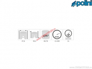 Cilinderset (diameter 47,6 mm / 69,76 cc) - 1660113/10 - Polini