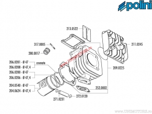 Cilinderset (diameter 47mm / 67,9cc) - 166.0074/R - Aprilia Amico / MBK Booster / Yamaha BW's / Slider 50 2T AC - Polini