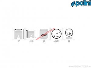 Cilinderset (diameter 47mm / 68cc) - 140.0181/R - Aprilia Scarabeo / Piaggio Fly / Liberty / NRG / Typohoon / Zip 2T - Polini