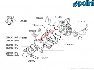 Cilinderset (diameter 47mm / 68cc) - 140.0183/R - Aprilia SR 50 R / Gilera Runner / DNA / Piaggio ZIP / NRG / NTT - Polini