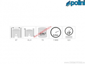 Cilinderset (diameter 47mm / 72cc) - 119.0077 - Daelim Cordi / Message / Honda Dio / Kymco CX / DJ / K12 50 2T AC - Polini