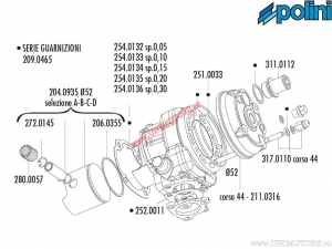 Cilinderset (diameter 52mm / 93,44cc) - 166.0111 - Aprilia SR 50 / Area 51 / Sonic / MBK Nitro / Yamaha Aerox 50 2T LC - Polini