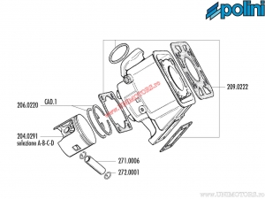 Cilinderset (diameter 55mm / 99,7cc) - 166.0048 - Yamaha DT 80 R LC 2T ('85-'01) - Polini