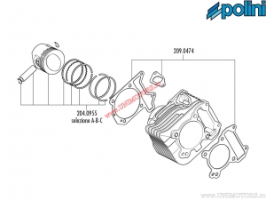 Cilinderset (diameter 61mm / 171cc) - 140.0216 - Piaggio Fly 125 / Liberty 125 / Liberty 150 / Vespa LX 125 4T 3V - Polini