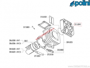 Cilindro (diametro 47mm) - 211.0245 - Aprilia Amico 50 / Italjet Bazooka 1 50 / Yamaha BW'S 50 ('04->) - Polini