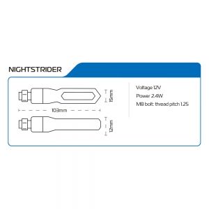 Clignotants séquentiels pour moto NightStrider (103x15x12mm) - Ensemble - Oxford