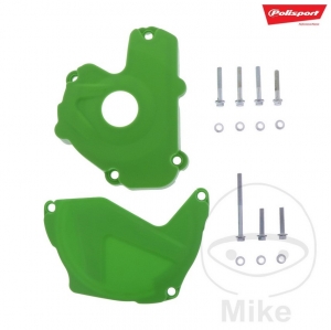 Clutch and ignition cover protection green set Polisport - Kawasaki KX 250 F 4T ('13-'16) - JM