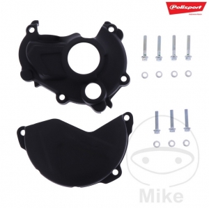 Clutch and Ignition Cover Protection Set Black Polisport - Yamaha YZ 250 F 4T ('14-'18) / YZ 250 F 4T Anniversary ('16) - JM