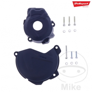 Clutch and Ignition Cover Protection Set Blue Polisport - Husqvarna FC 250 ('14-'15) / KTM SX-F 350 ie 4T ('13-'15) - JM