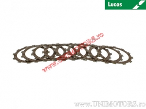 Clutch plate kit (textolite) - KTM EGS 250 2T / EGS 300 2T ('94-'99) / EXC 300 2T ('96-'07) / SX 250 2T ('96-'12) - Lucas