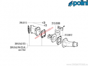 Collecteur d'admission (carburateur CP) - 215.0118 - Vespa Primavera ET3 125 AIR 2T ('67-'83) / Special 50 AIR 2T ('74-'79) - Po