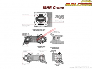 Complete engine crankcase MHR C-One (Piaggio engine) - Aprilia SR (carburettor) 50 2T LC 2004-> (Piaggio) - Malossi