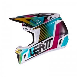 Conjunto de capacete / óculos Moto 8.5 V22 Aqua: Tamanho - L