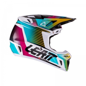 Conjunto de capacete / óculos Moto 8.5 V22 Aqua: Tamanho - L