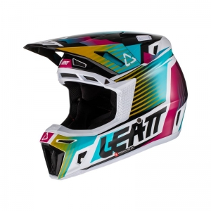 Conjunto de capacete / óculos Moto 8.5 V22 Aqua: Tamanho - L