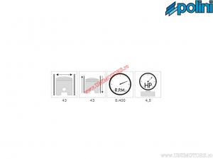 Conjunto de cilindro (diámetro 43mm / 63cc / perno del pistón 10mm) - 140.0065/10 - Polini