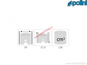 Conjunto de cilindro (diámetro 59mm / 158cc) - 166.0114 - MBK Flame X 125 / Yamaha Cygnus X 125 / Vino 125 AC 4T ('04-'06) - Po