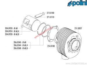 Conjunto de cilindro (diámetro 68mm / 207cc) - 140.0082 - Vespa Cosa 200 / PX 200 / Rally 200 - Polini