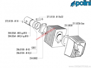 Conjunto de cilindro (diâmetro 43mm / 63cc) - 1400065/10R - Polini