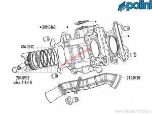 Conjunto de cilindro (diâmetro 44mm / 66cc) - MBK Booster X / Ovetto II / Yamaha Aerox / Neo's II / Vino 50 4T - 166.0109 - Pol