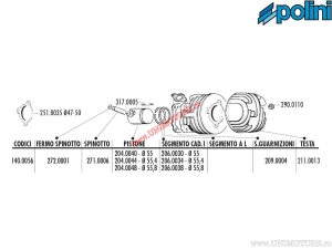 Conjunto de cilindro (diâmetro 55mm / 102cc) - 140.0056 - Vespa PK 50 / PK 50 FL / PK 50 XL / Special / SS / V 50 AC 2T - Polin