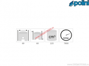 Conjunto de cilindro (diâmetro 69mm / 225cc) - 140.0092 - Polini