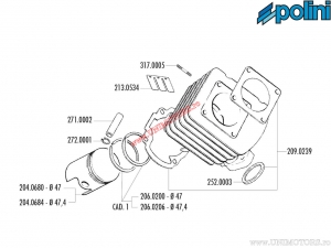 Conjunto de cilindros (diámetro 47mm / 72cc) - 119.0078/ST - Honda X8R 50 2T AC - Polini