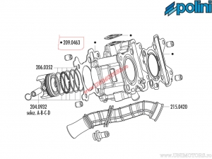 Conjunto de juntas cilindro (209.0463) - MBK Booster 50 X 4T ie / Ovetto 50 4T ie / Yamaha Aerox 50 4T F, R LC ie E2 - Polini