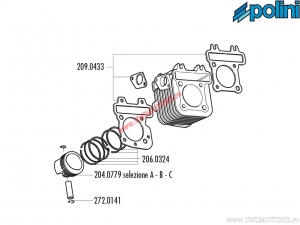 Conjunto de juntas de cilindro (209.0433) - Aprilia Scarabeo 50 4T 2V Restyling (Piaggio) / Vespa ET4 50 4T 2V - Polini