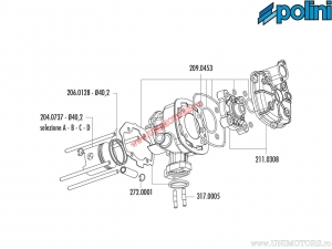 Conjunto de juntas de cilindro (diámetro 39,98mm) - 209.0453 - Peugeot Jet Force 50 (carburador) / Ludix 50 Blaster - Polini