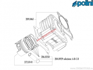 Conjunto de juntas do cilindro (209.0461) - Baotian Eco Bike 50 4T / Garelli Capri 50 4T / Kymco Agility 50 4T / Super 8 50 4T -