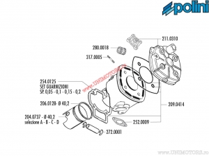 Conjunto de juntas do cilindro (diâmetro 40,2mm) - 209.0414 - Aprilia Area 51 / Italjet Dragster 50 LC / Yamaha Aerox 50 2T H2O