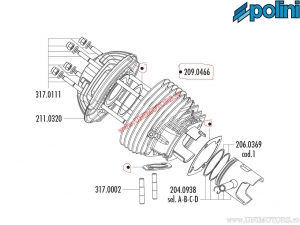 Conjunto de juntas do cilindro Evolution (diâmetro 57mm) - 209.0466 - Vespa ETS 125 2T / PK 125 2T / Primavera 125 2T - Polini