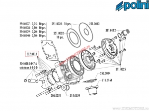 Conjunto de pasadores / tuercas para cilindro PRE 2 (diámetro del pistón 47,6mm) - Piaggio Zip 50 2T SP H2O ('96-'00) - Polini