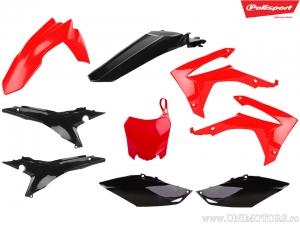 Conjunto de peças plásticas vermelhas/preto - Honda CRF 250 RE ('16-'17) / CRF 250 R ('14-'17) / CRF 450 R ('13-'16) - Polispo