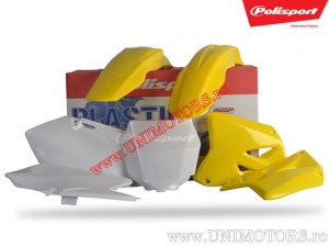 Conjunto de plástico (branco-amarelo) - Suzuki RM 125 / RM 250 ('01-'12) - Polisport